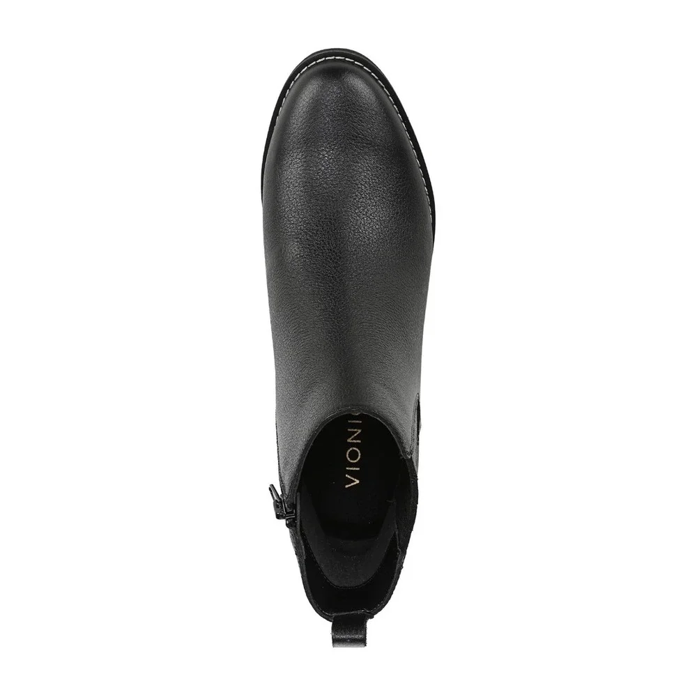 Vionic Aria 2.0 Womens Black Leather Wedge Ankle Boots Orthotic Support Size 6